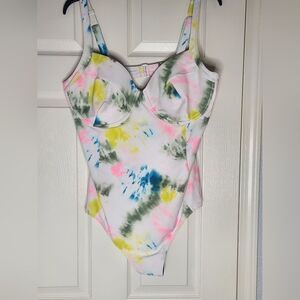 Old Navy 2XL Tie Dye Colorful High Cut Lined Women’s Piece Swimsuit
